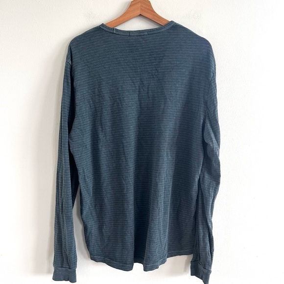 Marine Layer Men's Blue Striped Long Sleeve patch pocket Shirt - Picture 4 of 7